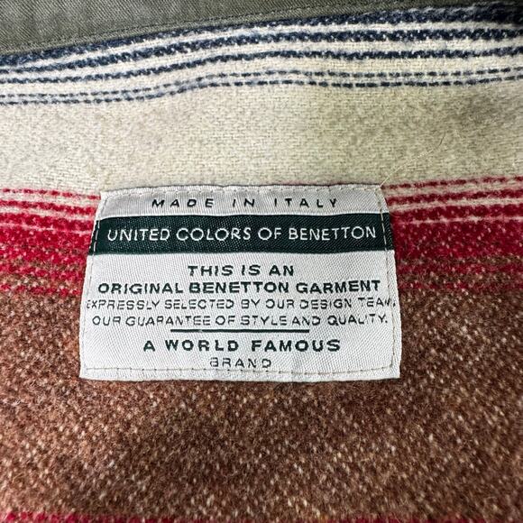 Rare VTG Italy United Colors Benetton Wax Canvas Olive Chore Coat Blanket  50 - Picture 7 of 11